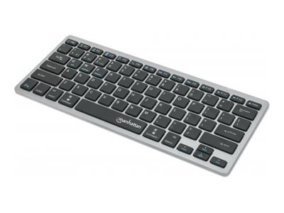 MANHATTAN Ultra Slim Dual-Mode Kabellose Funktastatur Dt. QWERTZ-Layout Bluetooth 3.0 und 2.4 GHz USB anthrazit/schwarz