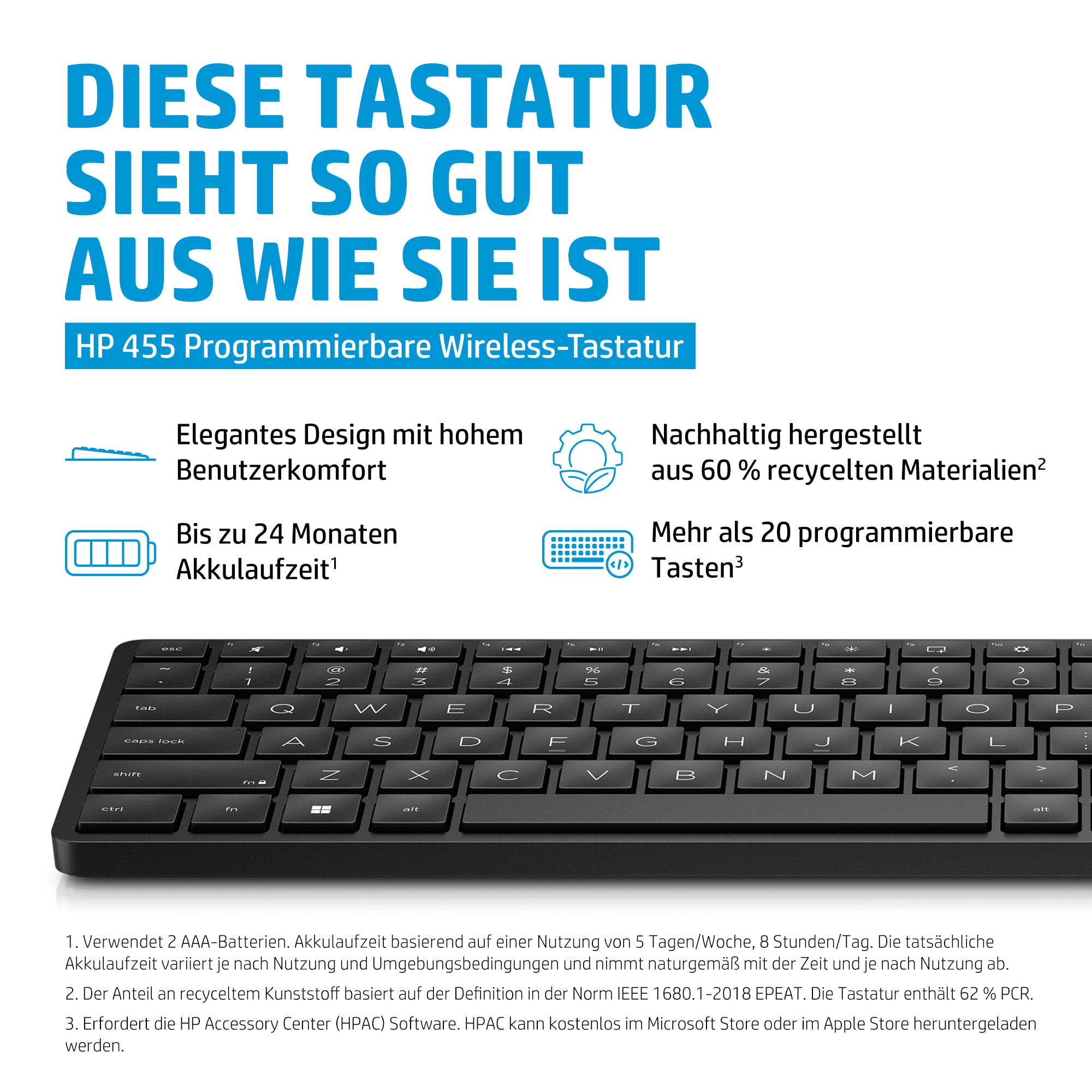HP 455 programmierbare Wireless Tastatur kabellos schwarz