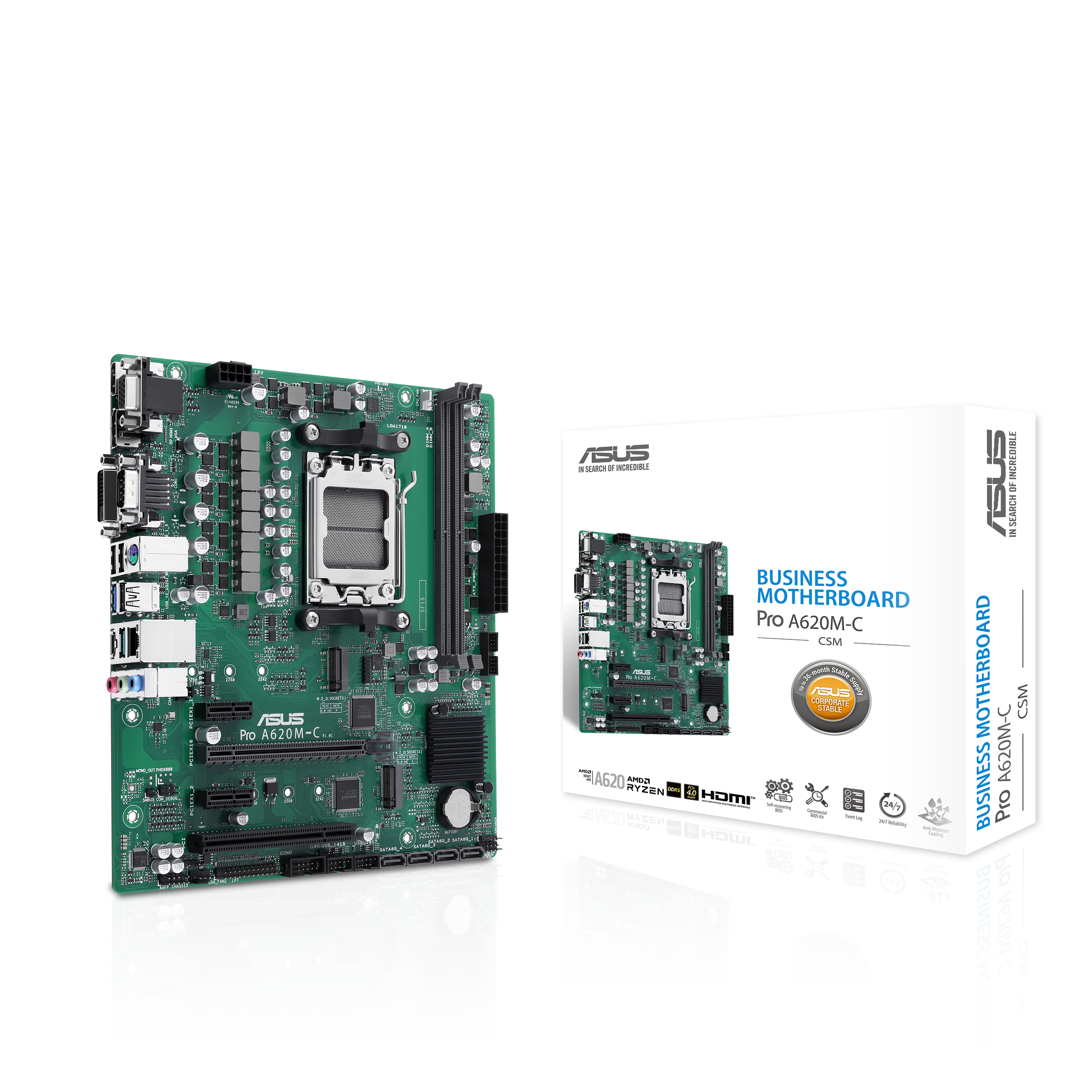 ASUS PRO A620MCCSM AM5 2xDDR5 mATX MB 4xSATA 2xM2