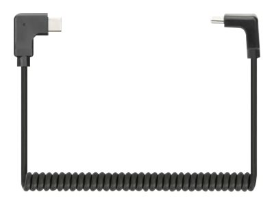 MANHATTAN Spiralkabel USB-C auf USB-C Ladekabel Stecker/Stecker 1m verknotungsfrei Winkelstecker keine Datenübertragung schwarz