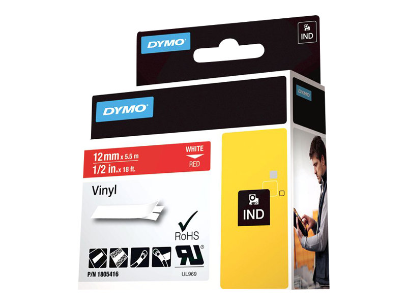 1805416 DYMO ID1 12mm WEISS-ROT