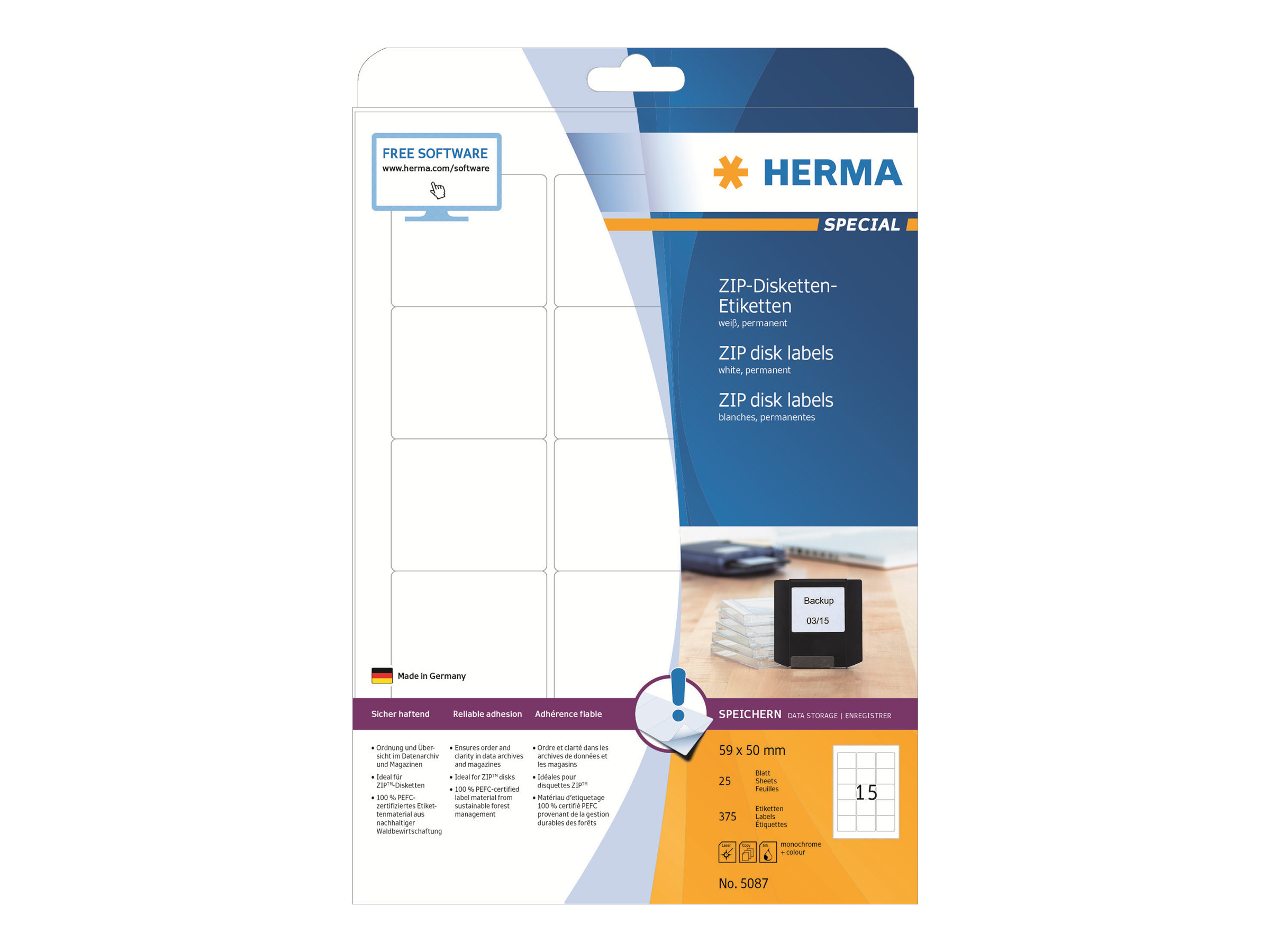 HERMA DiskettenEtiketten 5087 weiss, 25 Blatt