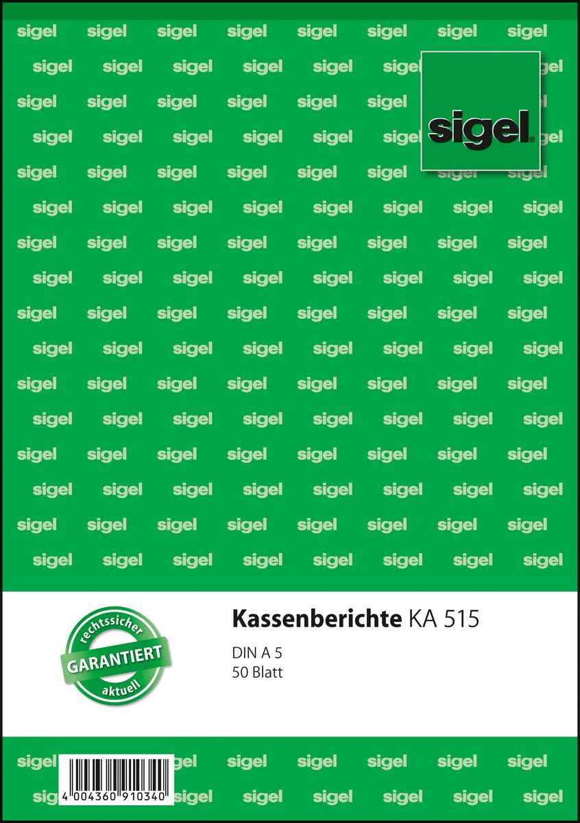 SIGEL Kassenbericht Formularbuch KA515