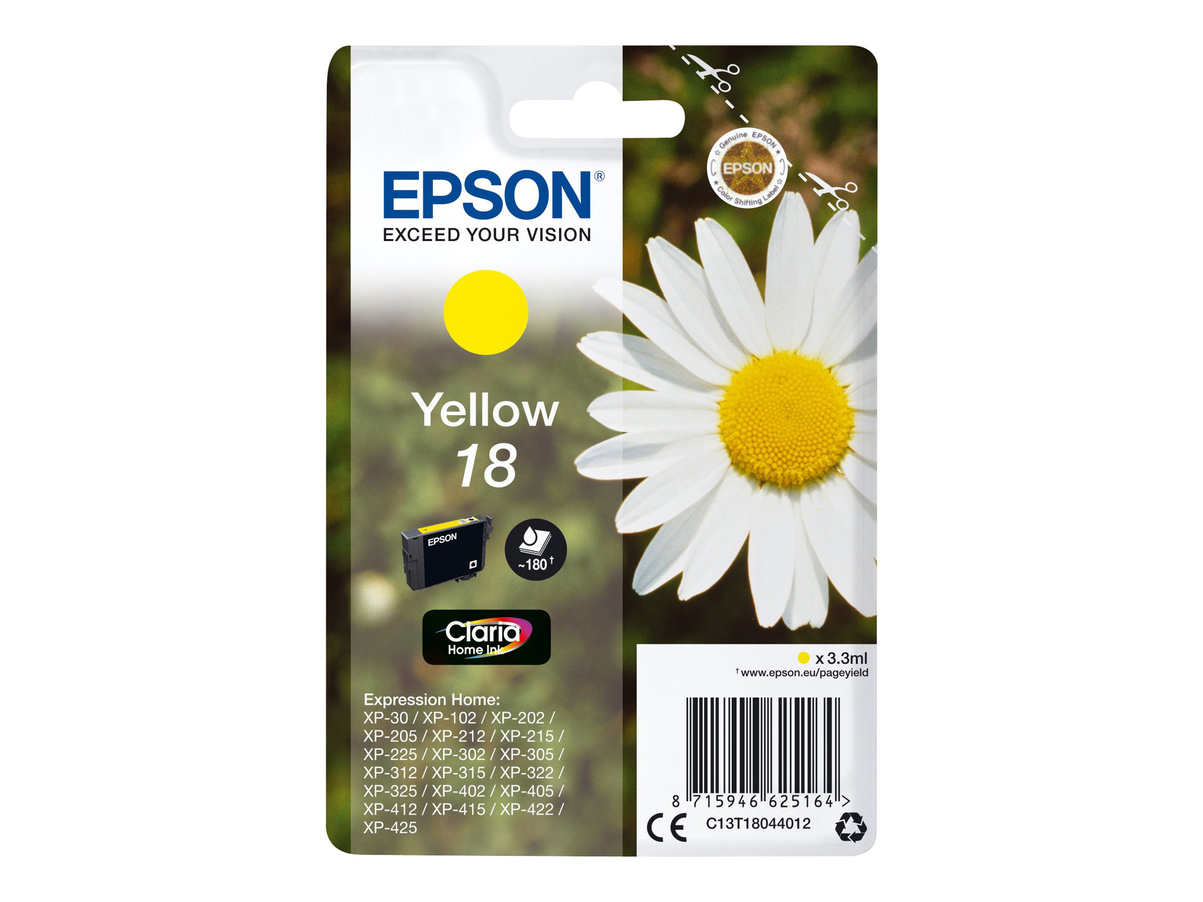 C13T18044012 EPSON XP Tinte yellow ST C13T18044012 EPSON XP Tinte yellow ST