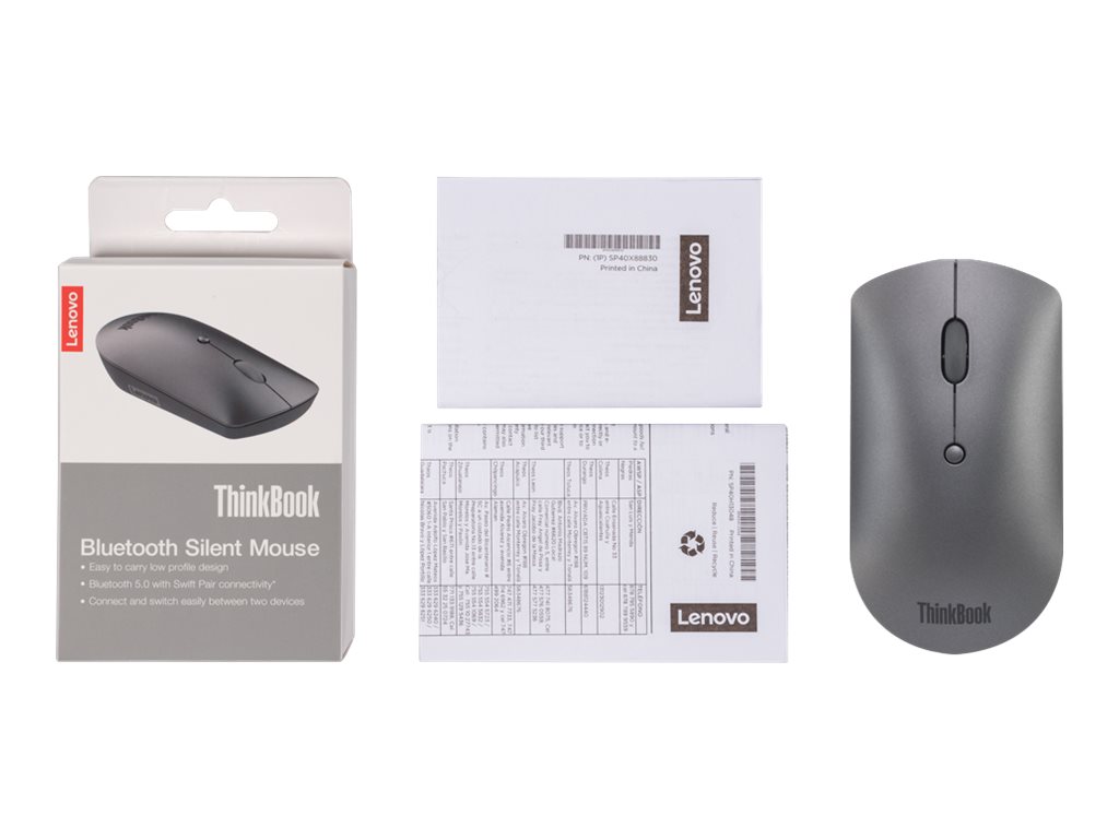Lenovo Maus wireless - ThinkBook Bluetooth Silent Mouse Silb