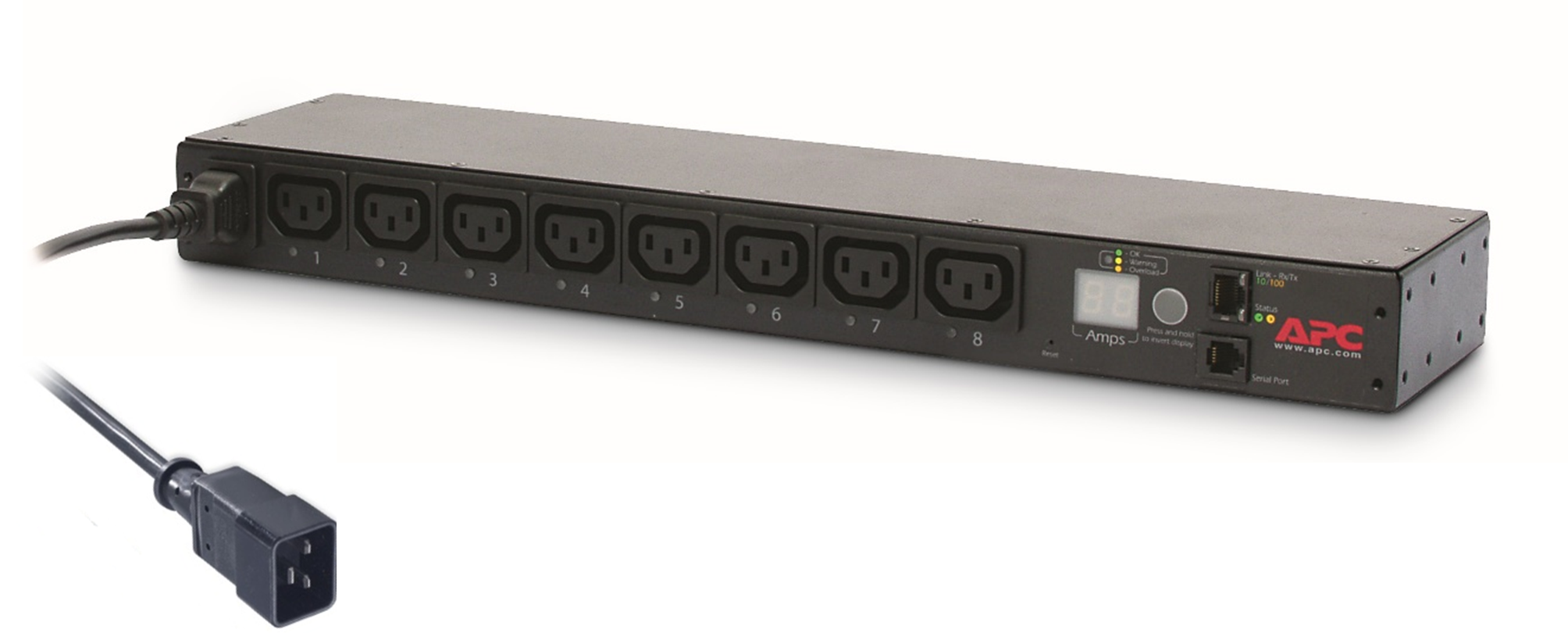 APC Switched Rack PDU Rack AC 208230V Ethernet RS232 input IEC 60320 C20 oc 8 power IEC 60320 C13 1U 2,49m cord