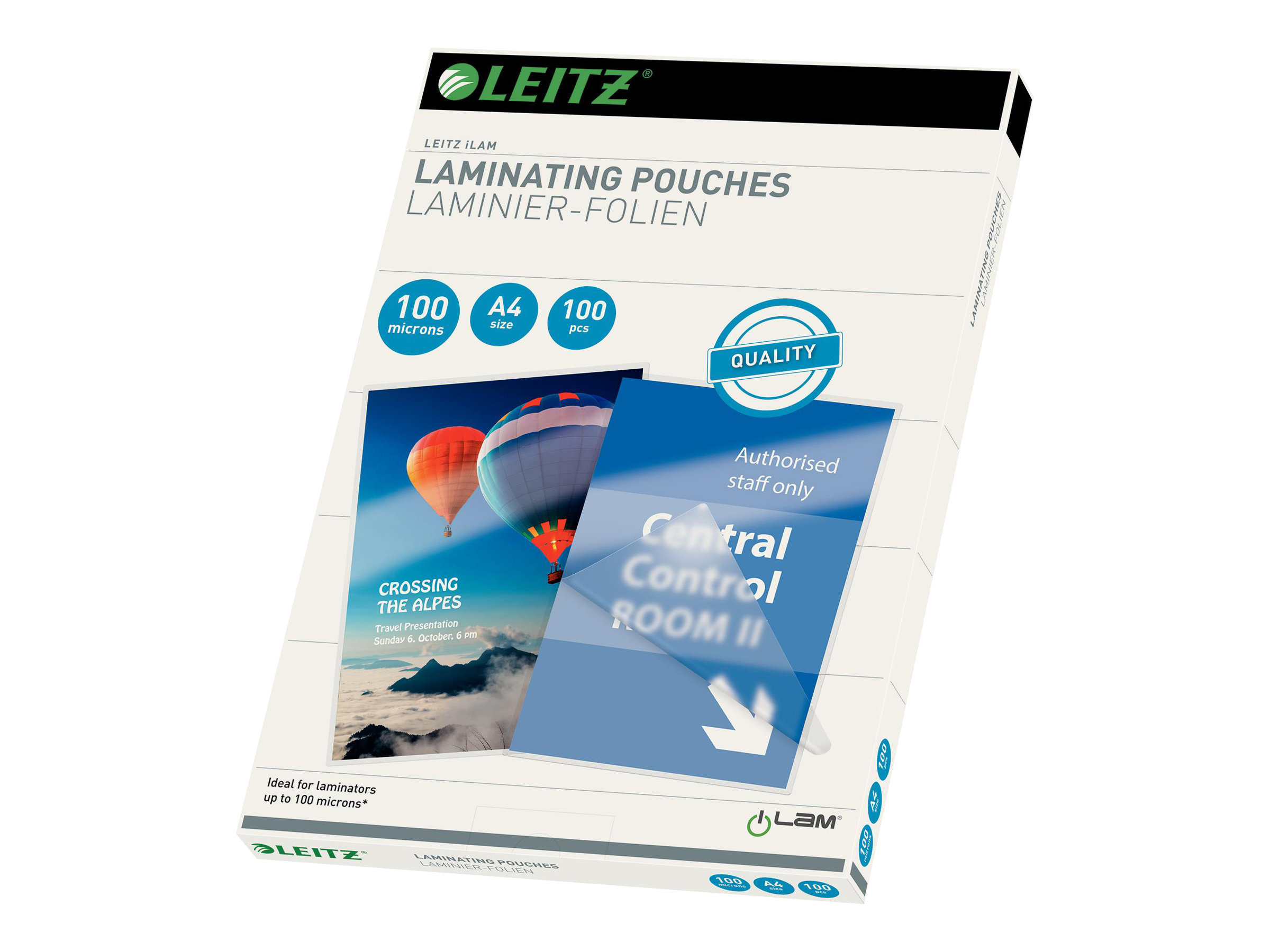 100 LEITZ Laminierfolien glaenzend fuer A4 100 micron 100 LEITZ Laminierfolien glaenzend fuer A4 100 micron