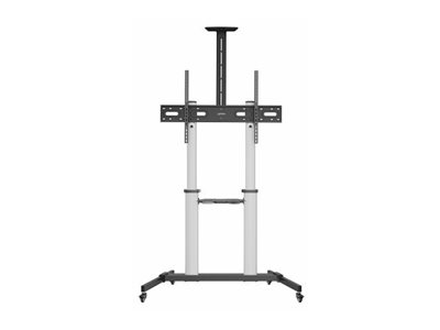 MANHATTAN Aluminium Multimedia TV-Ständer auf Rollen höhenverstellbar 152,4-254cm 60-100Zoll bis 80 kg neigbar rotierbar Fachboden
