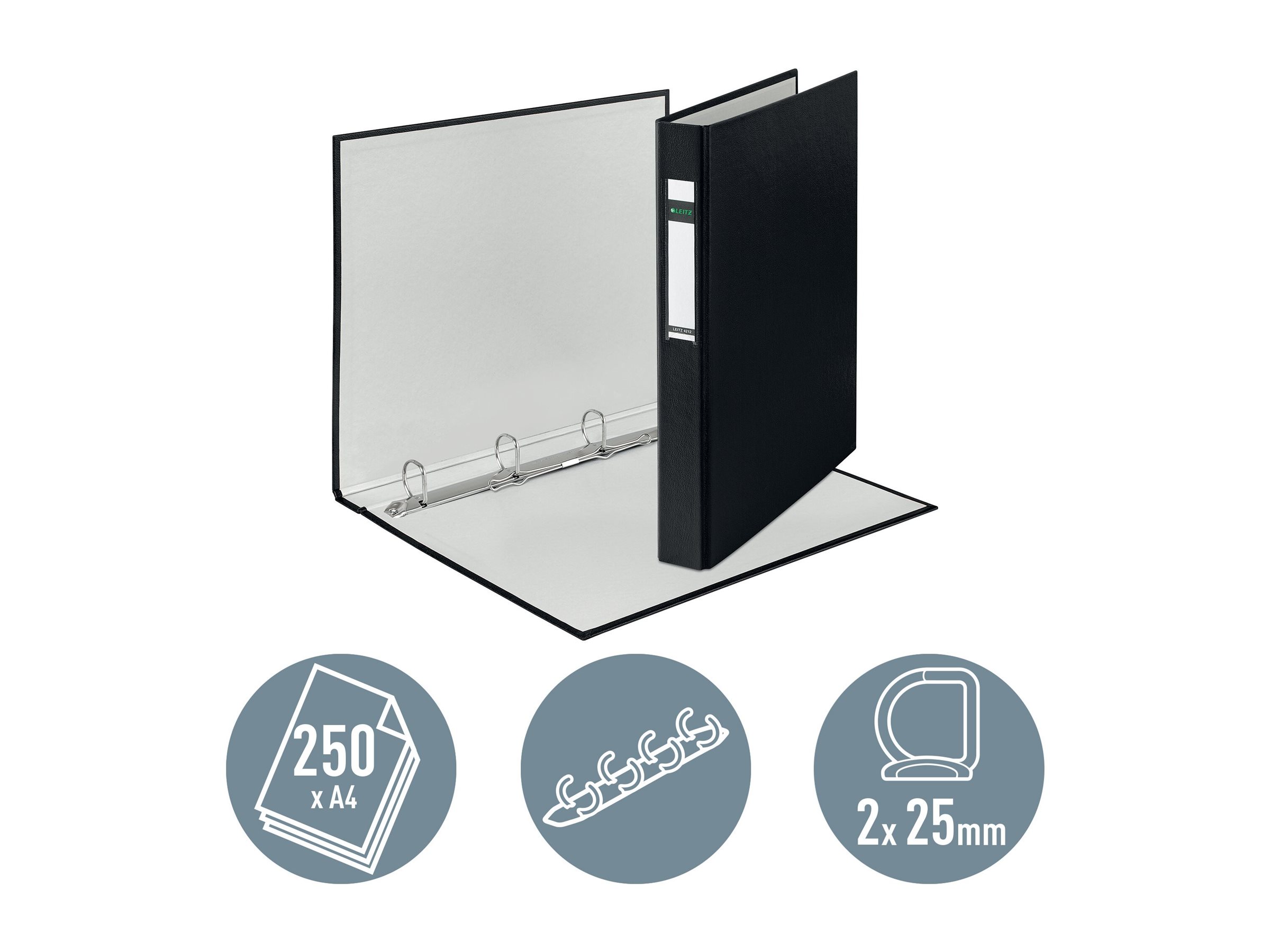 LEITZ 4212 Ringbuch 4-Ringe schwarz 4,0 cm DIN A4