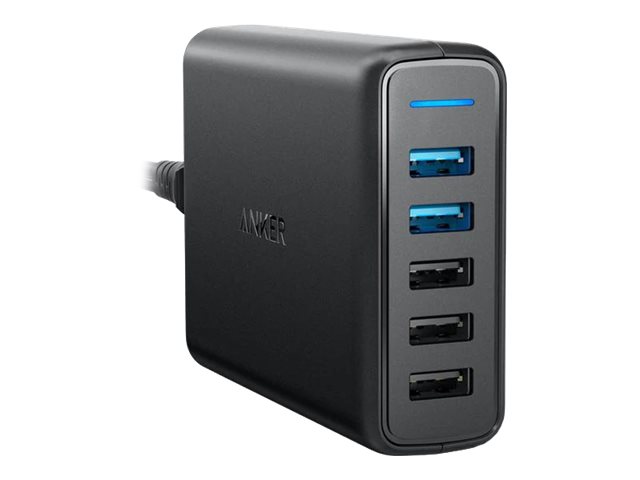 Anker Innovations Anker PowerPort 5 - Netzteil - 65 Watt - 4.8 A - IQ, QC 3.0 - 5 Ausgabeanschlussstellen (5 x 4-poliger USB Typ A)