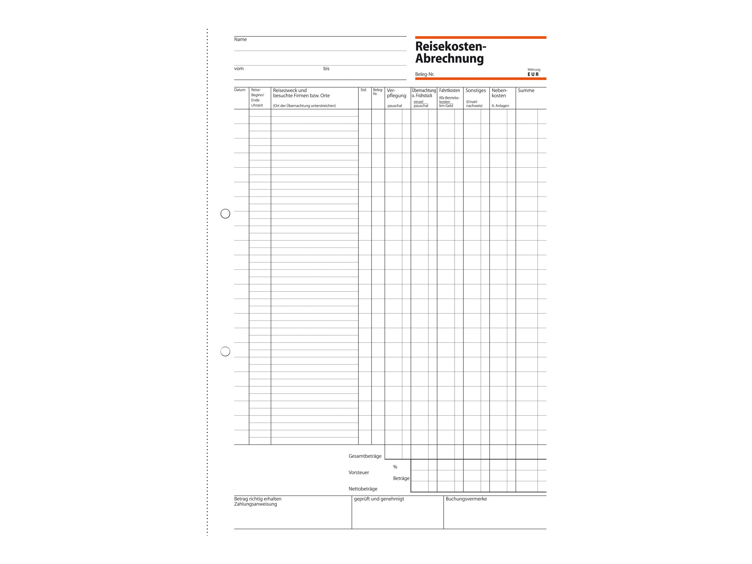 SIGEL Reisekostenabrechnung monatlich Formularbuch RA415, 1 St