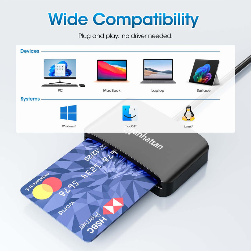 IC Intracom Manhattan SmartCard-Leser USB-C Schwarz