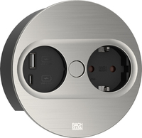 Bachmann TWIST 2 1xCEE7/3 1xUSB A/C 22W 2,0m AEH Edelstahl-Optik rund Bachmann TWIST 2 1xCEE7/3 1xUSB A/C 22W 2,0m AEH Edelstahl-Optik rund