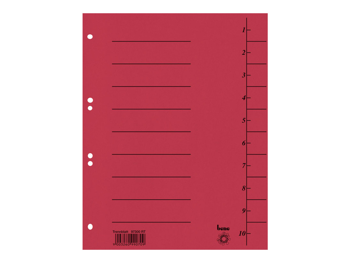 bene Trennblaetter 1-10 rot, 100 St. bene Trennblaetter 1-10 rot, 100 St.