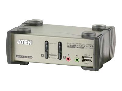 DATA KVM Desktop Switch 2Port USB PS2 VGA KVM Switch with Audio USB 20 Hub KVM Cables included ATEN
