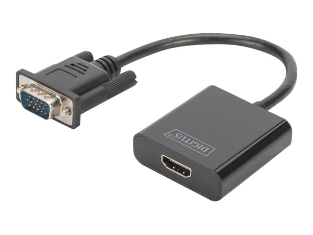 DIGITUS VGA to HDMI Konverter + Audio 3,5mm Full HD 1080p Kabeltyp 15cm schwarz