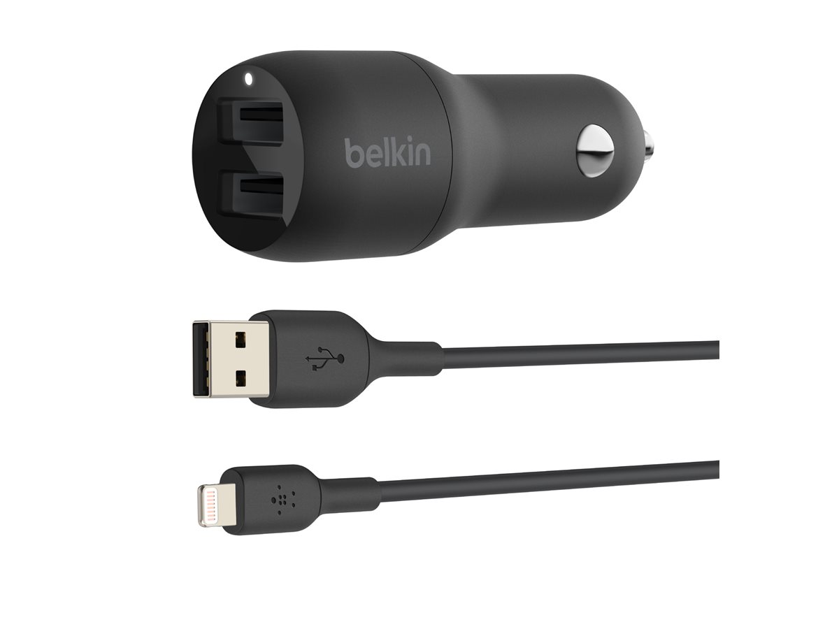 Dual USB-A Kfz-Ladegerät incl. Lightning Kabel 1m 24W b Dual USB-A Kfz-Ladegerät incl. Lightning Kabel 1m 24W b