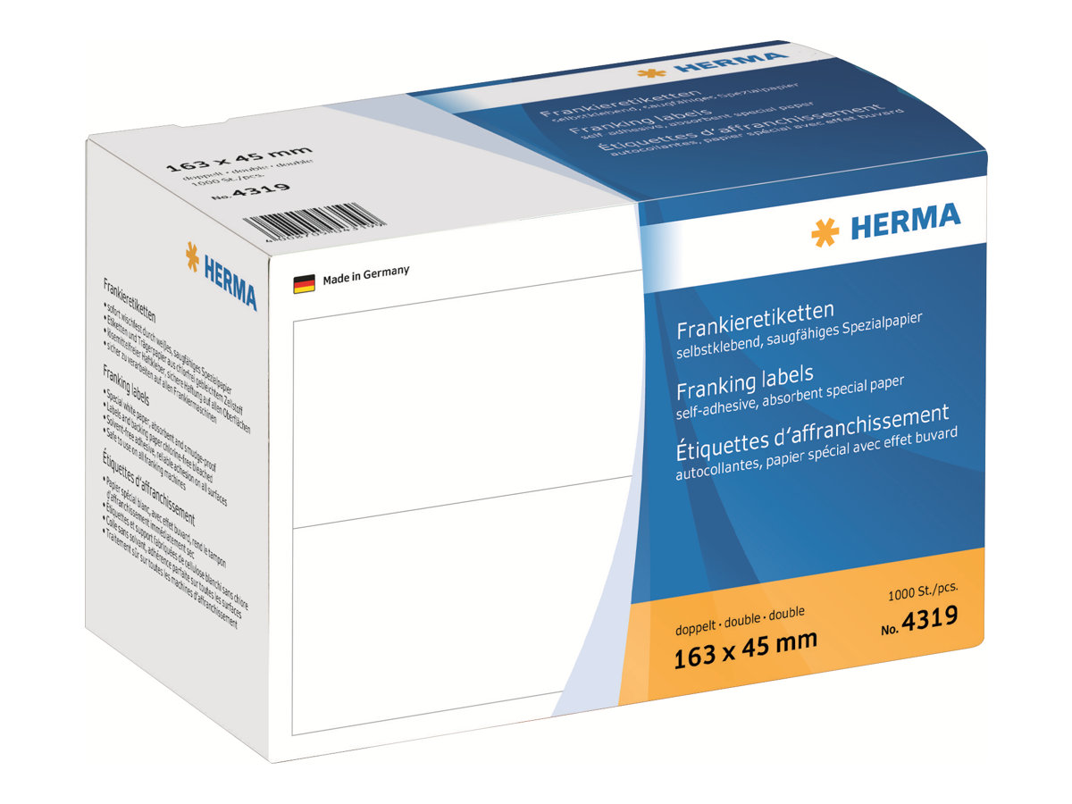 1.000 HERMA Frankieretiketten 4319 weiss 163,0 x 45,0 mm 1.000 HERMA Frankieretiketten 4319 weiss 163,0 x 45,0 mm