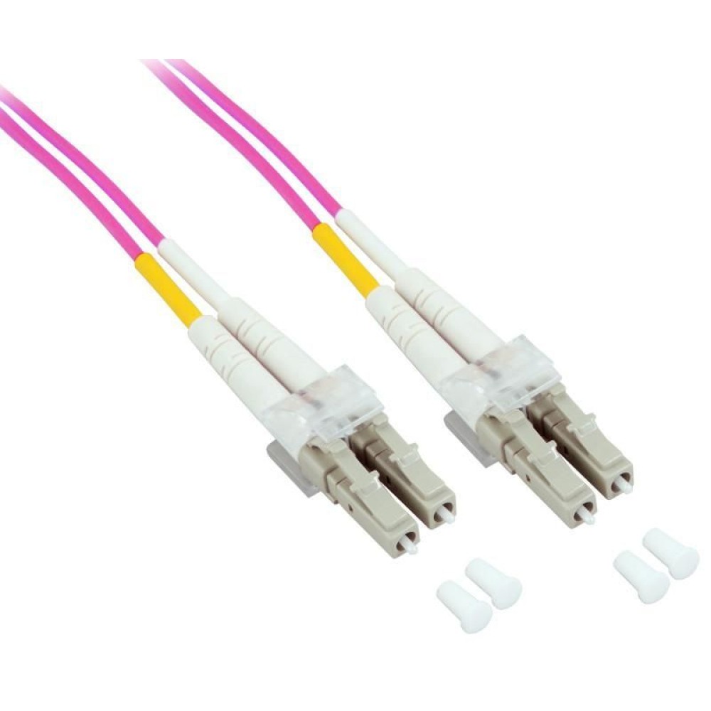 EFB LWL Kabel Duplex Jumper LCLC 50125 OM4 20 Meter LSZH Halogenfrei erika violett 20mm geprueft mit Messprotokoll