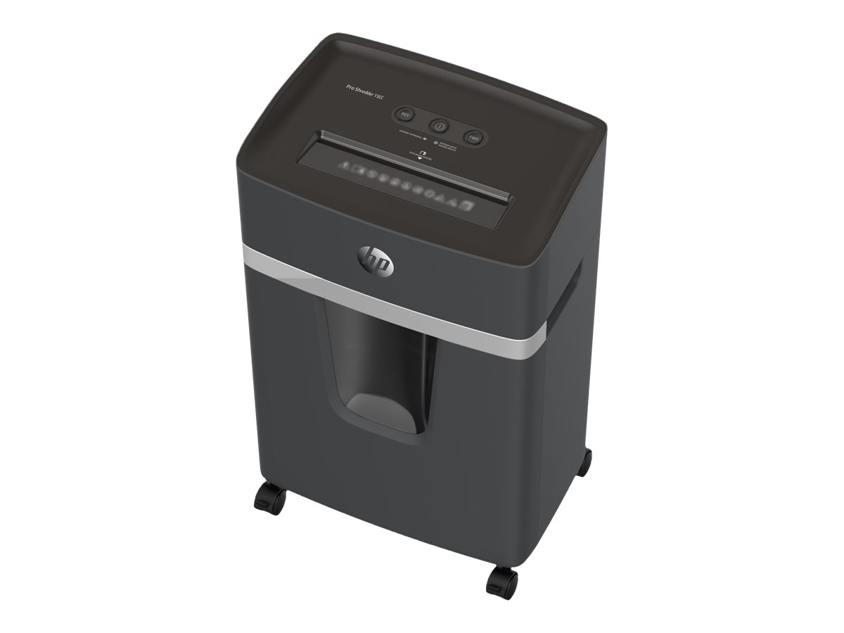 HP Pro Shredder 10MC Aktenvernichter mit Partikelschnitt P-5, 2 x 15 mm, bis 10 Blatt, schwarz HP Pro Shredder 10MC Aktenvernichter mit Partikelschnitt P-5, 2 x 15 mm, bis 10 Blatt, schwarz