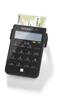 REINERSCT cyberJack RFID standard nPa Chipkartenleser eID Dual Interface sichere PIN Eingabe Display BSI zertifiziert NEU
