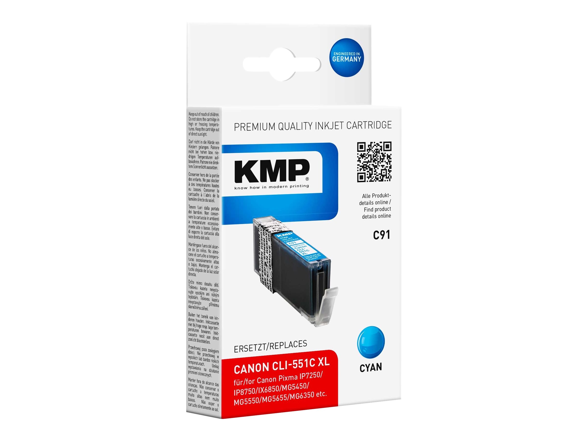 KMP C91 cyan Druckerpatrone kompatibel zu Canon CLI-551 XL C KMP C91 cyan Druckerpatrone kompatibel zu Canon CLI-551 XL C