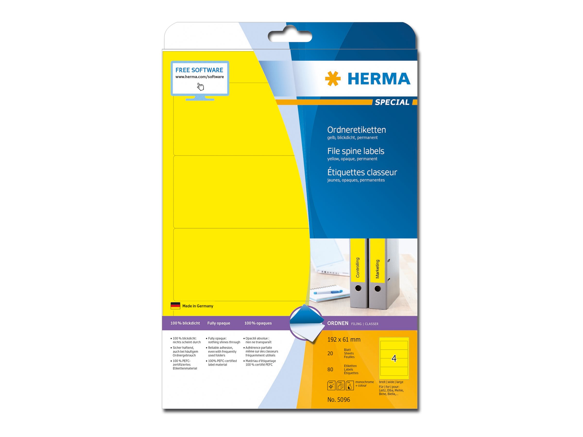 80 HERMA Ordneretiketten 5096 gelb 80 HERMA Ordneretiketten 5096 gelb