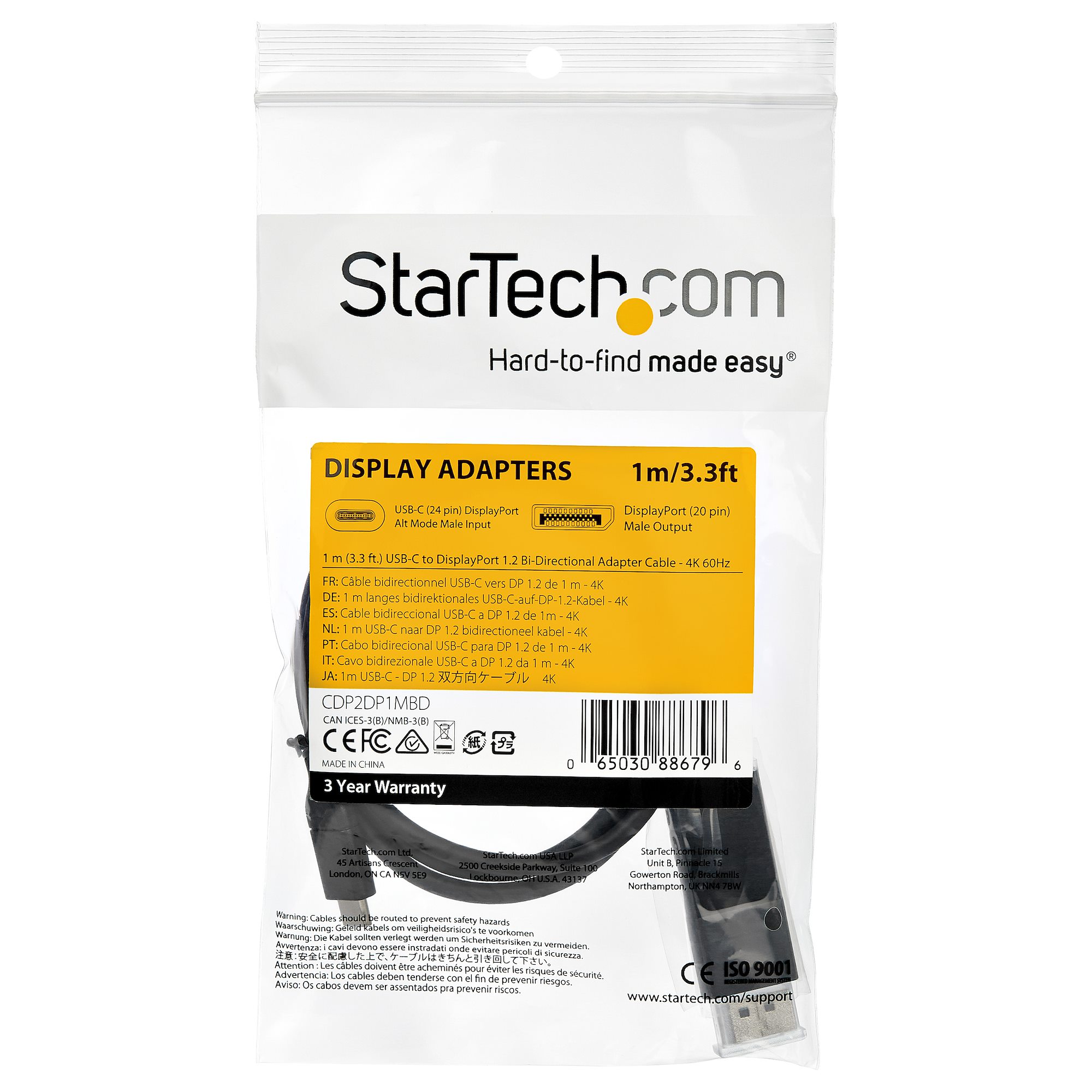 STARTECHCOM 1m USBC auf DisplayPortKabel 4K 60Hz USBCAdapter Thunderbolt 3kompatibel bidirektional