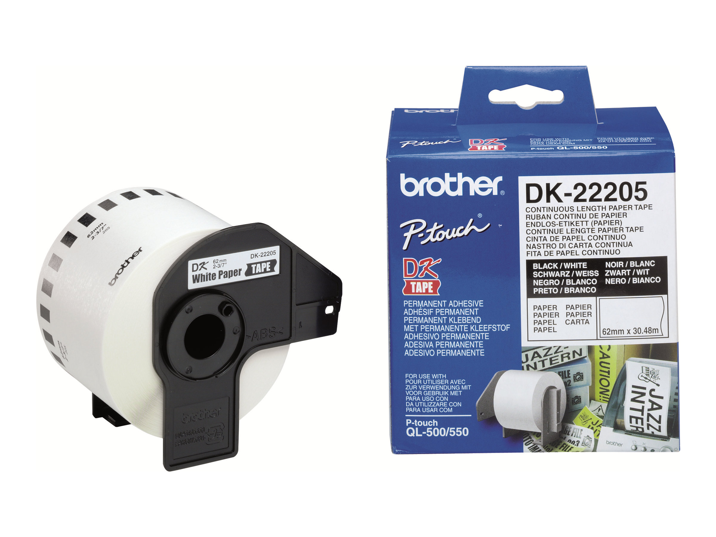 Brother DK-22205 Papier, weiss, L?nge 30,48 m / Breite 62 mm