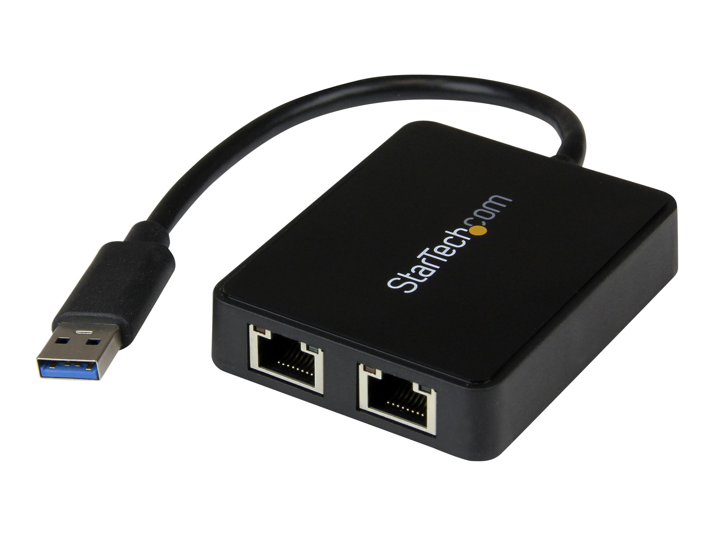 StarTech.com USB 3.0 SuperSpeed auf Dual Port Gigabit Ethernet LAN Adapter - 10/100/1000 NIC Netzwerkadapter mit USB-Port - Schwarz - Netzwerkadapter - USB 3.0 - 2 Anschlüsse