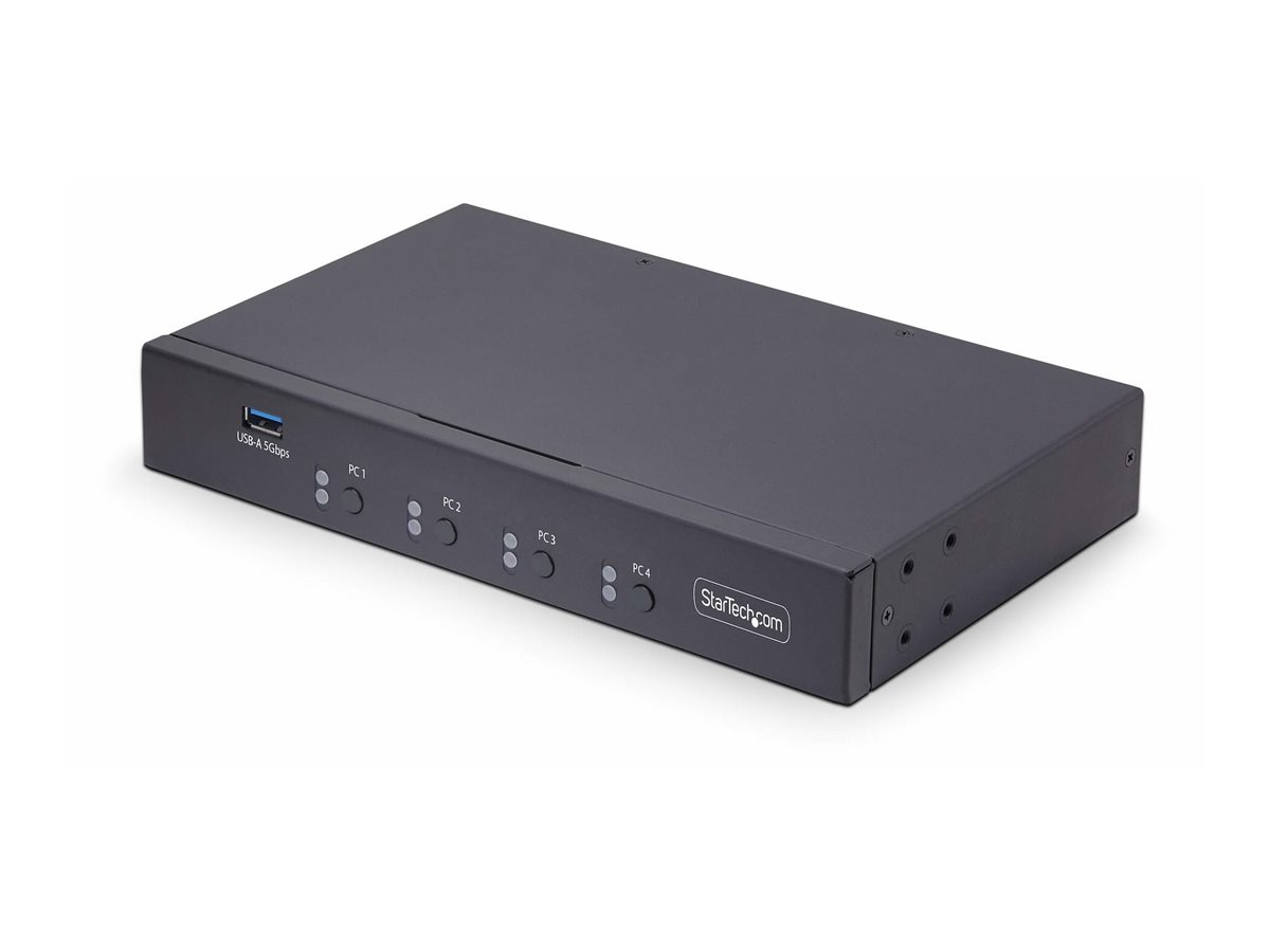 STARTECH.COM 4-Port KM Switch mit Maus-Roaming USB 3.0 Umschalter Tastatur und Maus Switch 3,5mm/USB Audio TAA Konform