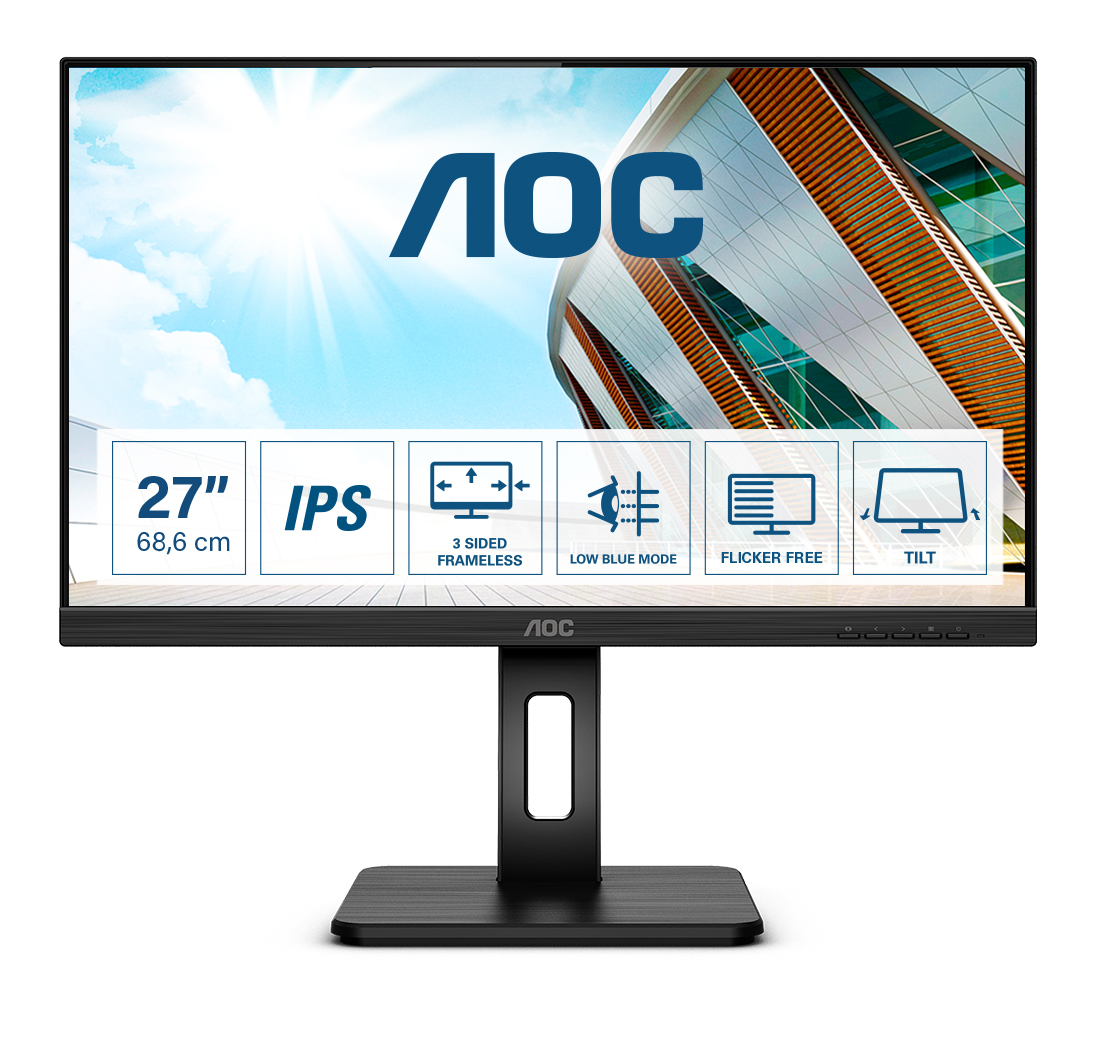 68,6cm27 1920 x 1080 AOC 27P2Q Full HD 4ms IPS HDMI VGA DVI DP USB 169 Black