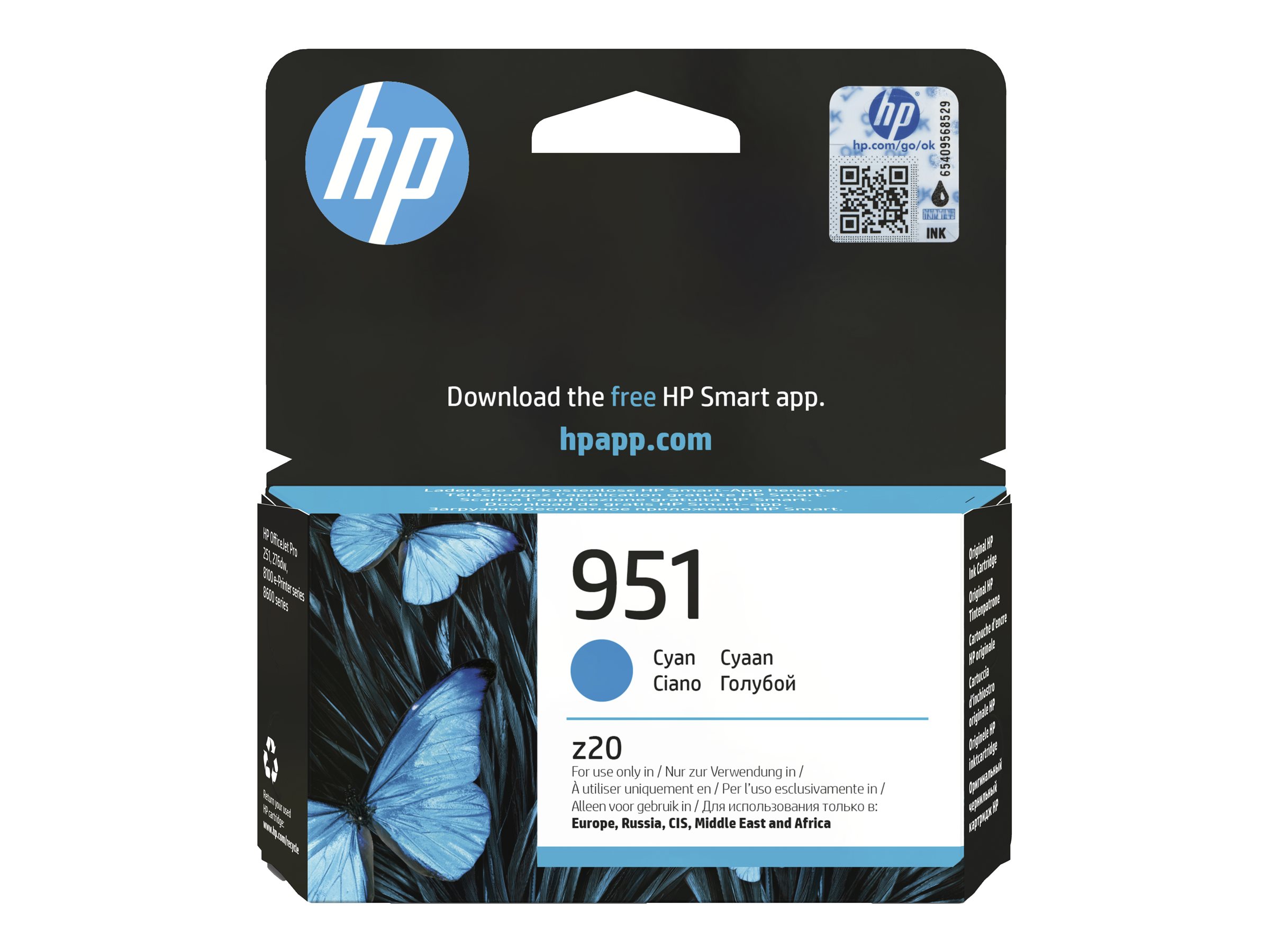 HP 951 original Ink cartridge CN050AE BGX cyan standard capacity 700 pages 1-pack Officejet HP 951 original Ink cartridge CN050AE BGX cyan standard capacity 700 pages 1-pack Officejet