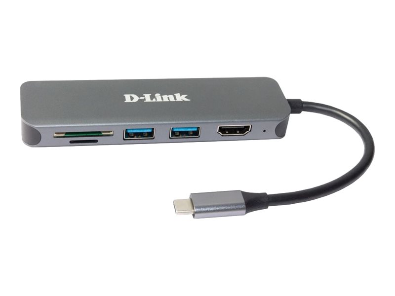D-LINK DUB-2327 6-in-1 USB-C Hub 1x HDMI 1x USB-C 60W 2x USB-A 3.0 Dual-Slot SD/microSD/SDHC/SDXC Aluminiumlegierung