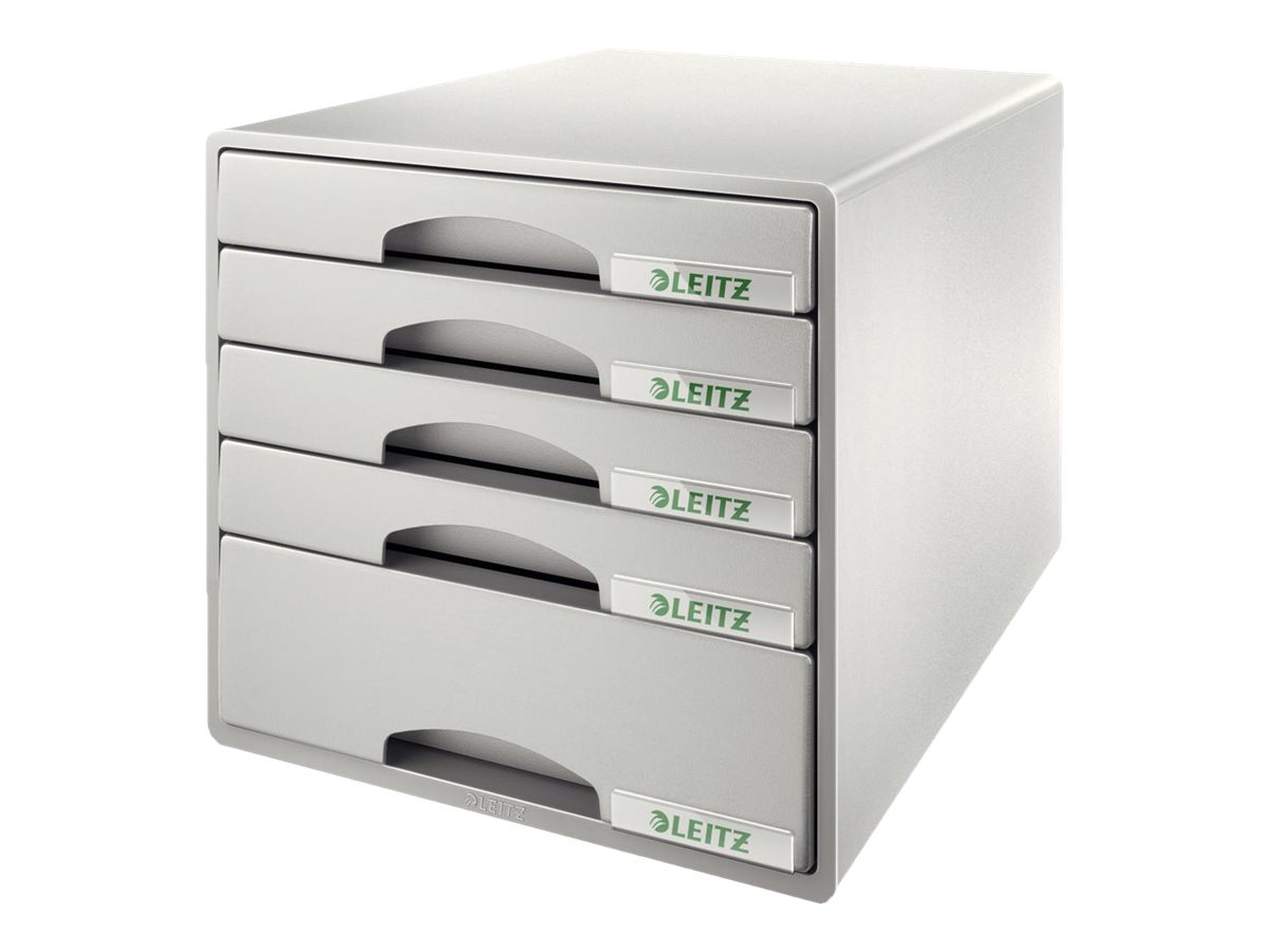 LEITZ Schubladenbox Plus  grau 52110085, DIN A4 mit 5 Schubladen