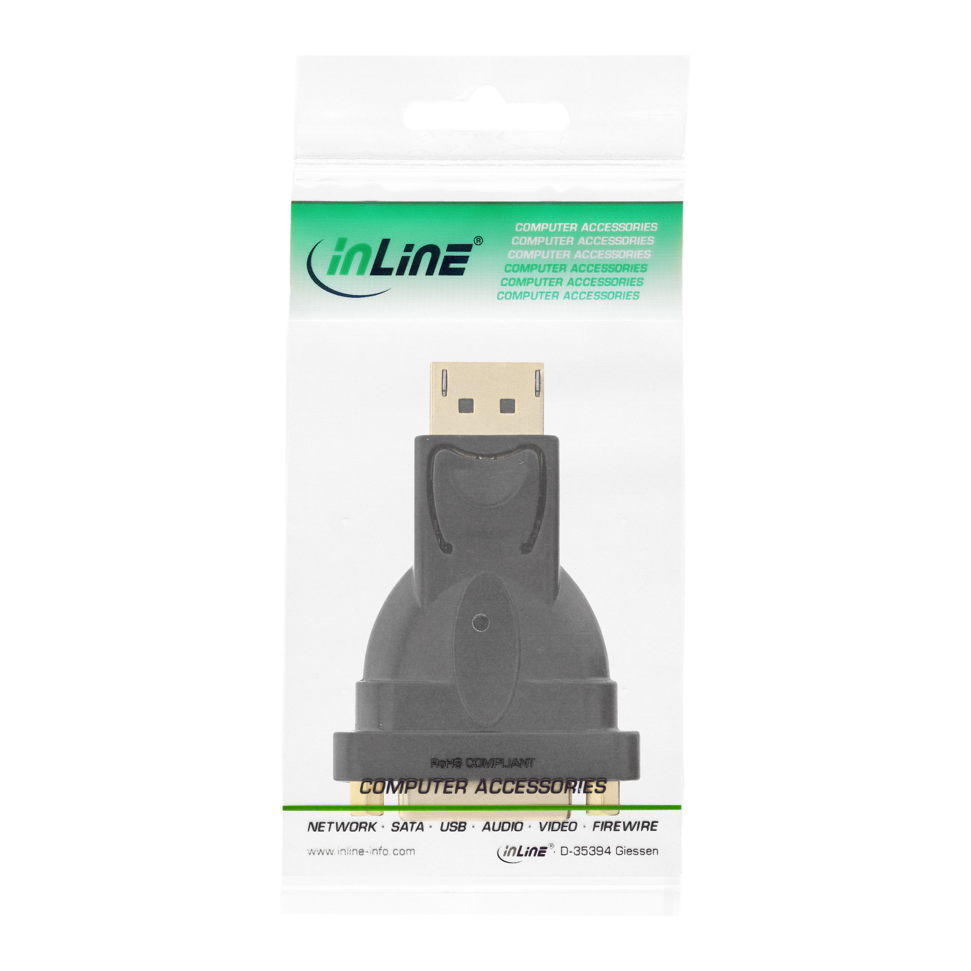 INLINE DisplayPort Adapter Displayport Stecker auf DVI-D 24+1 Buchse 4K2K schwarz
