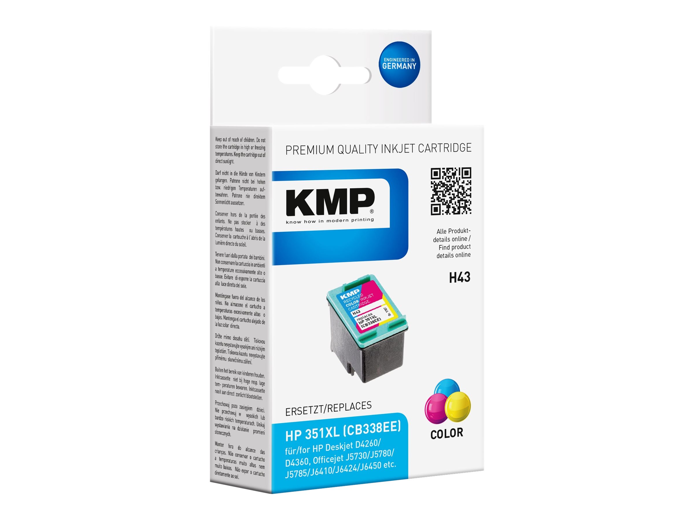 KMP H43 color Druckerpatrone kompatibel zu HP 351XL (CB338EE) KMP H43 color Druckerpatrone kompatibel zu HP 351XL (CB338EE)