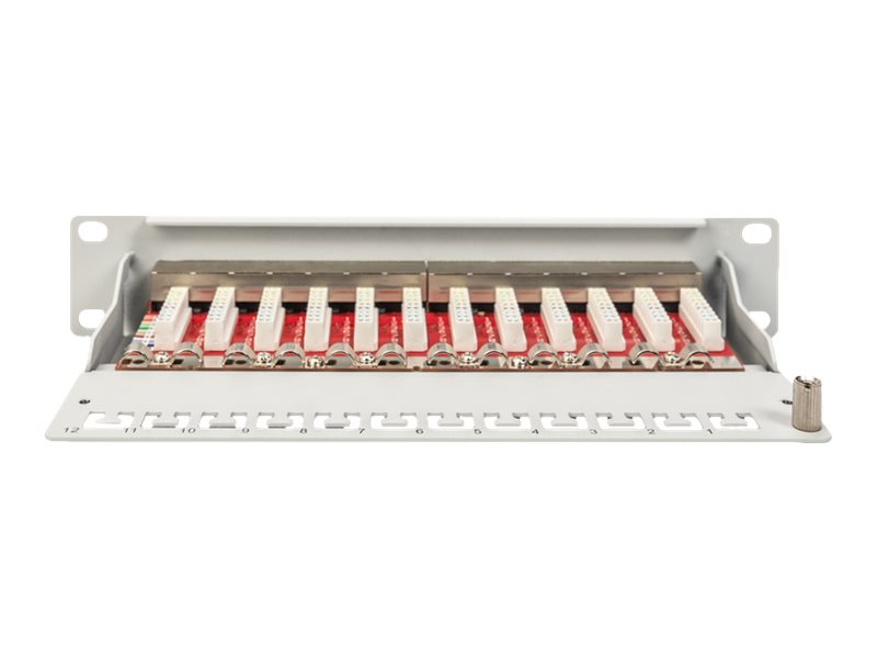 DIGITUS CAT 6A Patch Panel, geschirmt, 12Port, 1HE, 10, grau