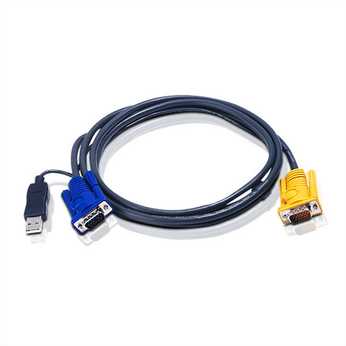 ATEN 2L-5203UP KVM-Kabel VGA USB mit eingebautem PS/2-USB-Konverter schwarz 3m