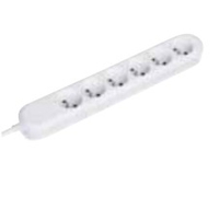 Bachmann Tischsteckdose 381247K 6fach weiss Zuleitung 1,5m