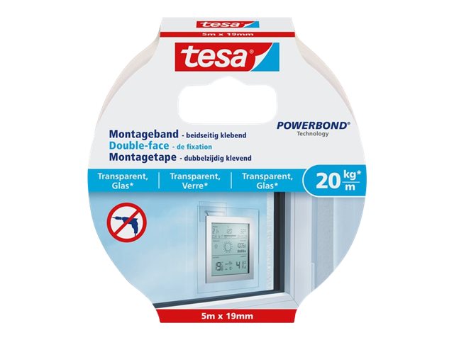 tesa Montageband 77740 doppelseitiges Klebeband 19,0 mm x 1,5 m, 1 Rolle