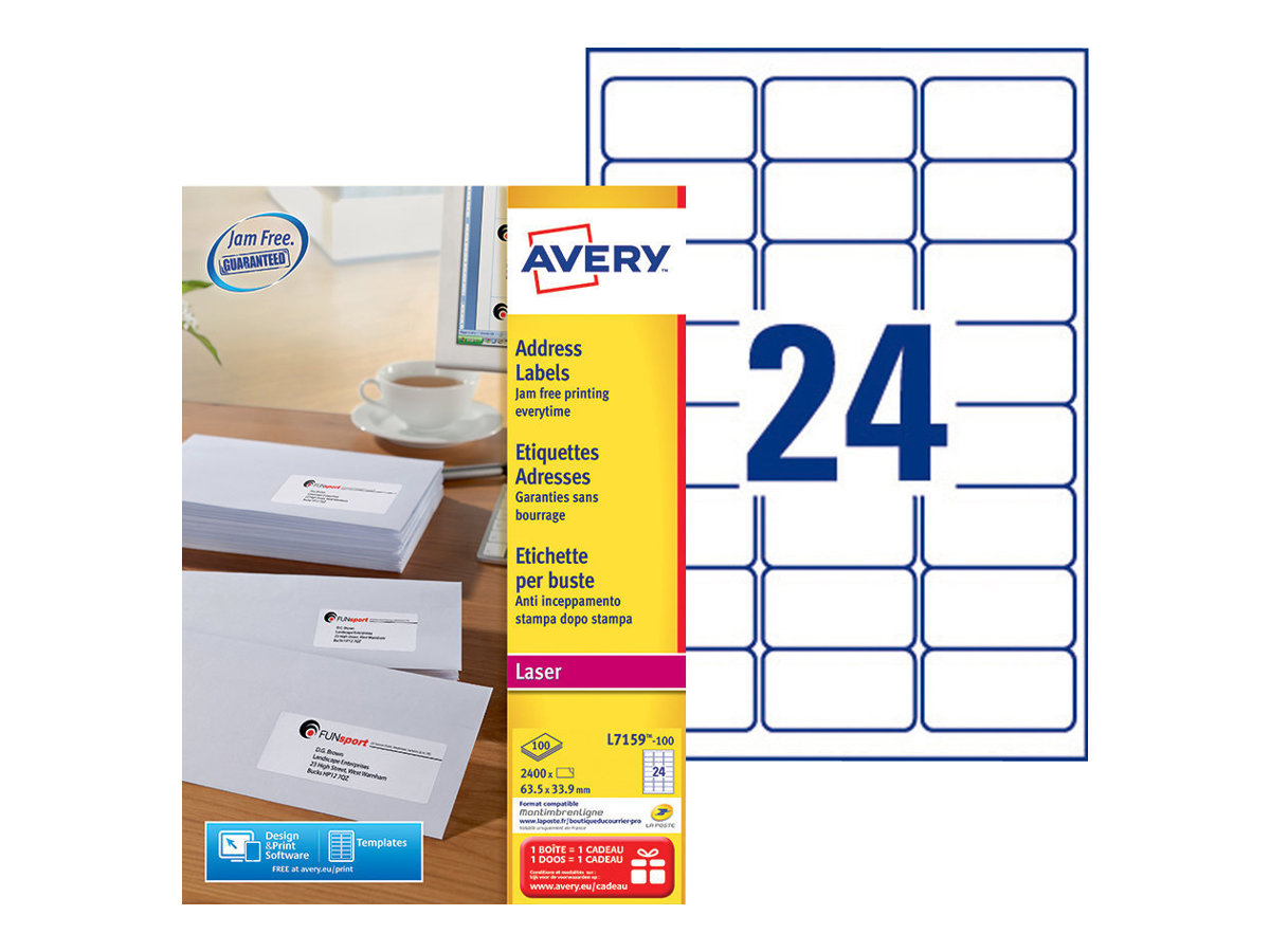 2.400 AVERY Zweckform Etiketten weiss 63,5 x 33,9 mm 2.400 AVERY Zweckform Etiketten weiss 63,5 x 33,9 mm