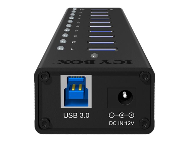 ICY BOX IB-AC6110 10 Port USB 3.0 HUB mit USB Ladeport 5V 2.1A Stabiles Aluminium Gehaeuse ICY BOX IB-AC6110 10 Port USB 3.0 HUB mit USB Ladeport 5V 2.1A Stabiles Aluminium Gehaeuse