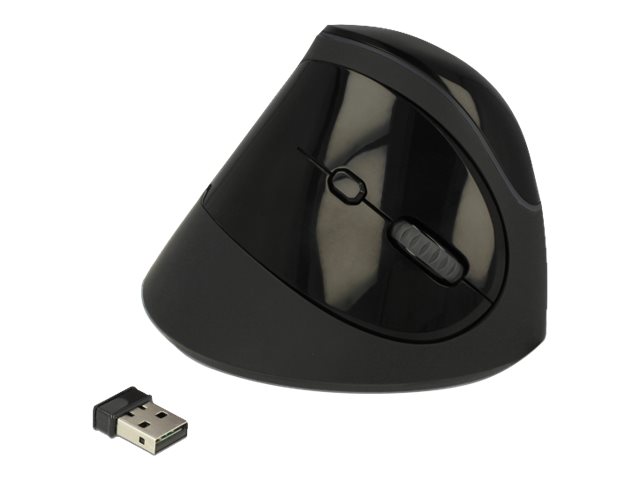 Delock Ergonomische USB Maus vertikal - kabellos- Schwarz
