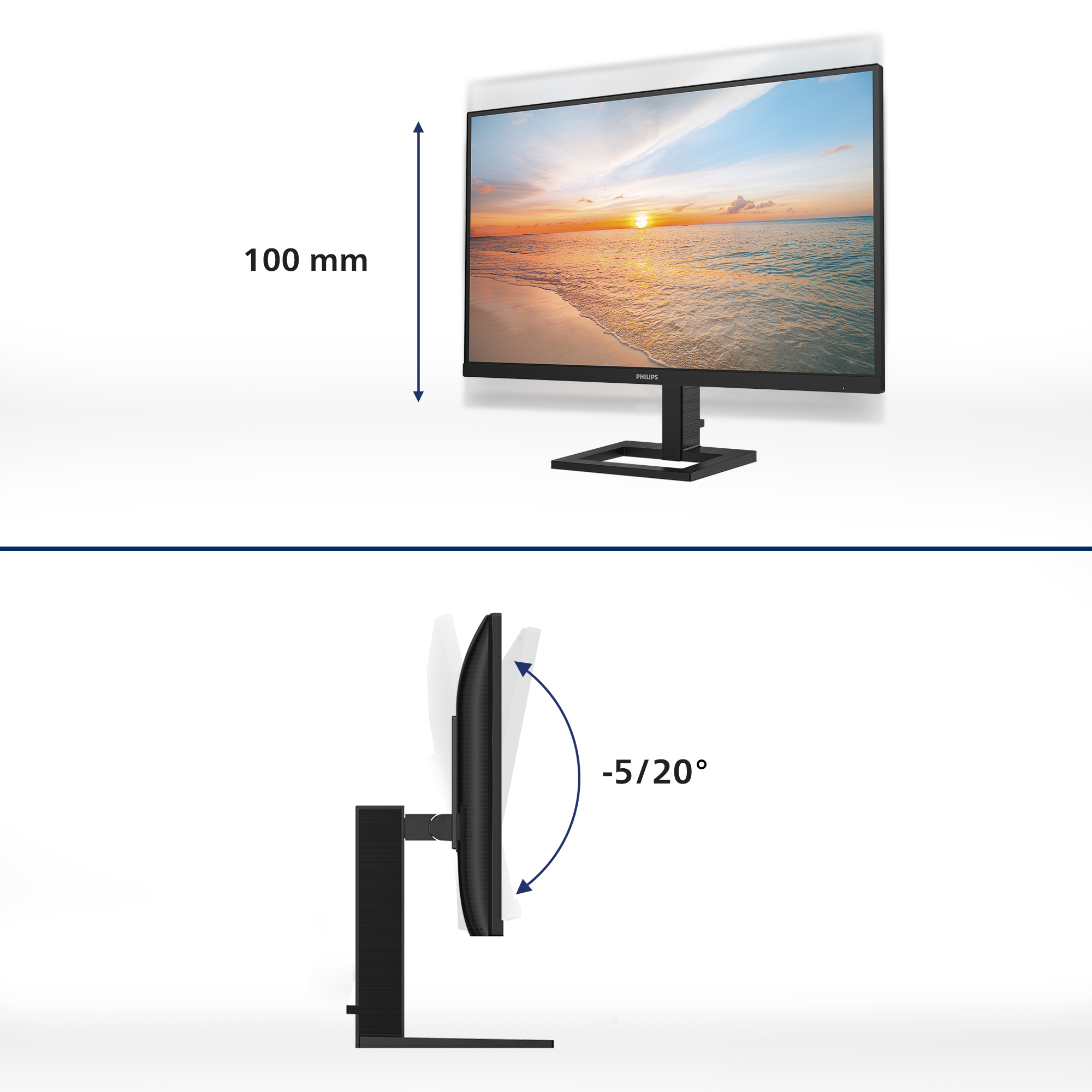 60,5cm24 1920x1080 Philips 24E1N1300AE 169 FHD IPS 1ms 100Hz HDMI USBC Speaker Black
