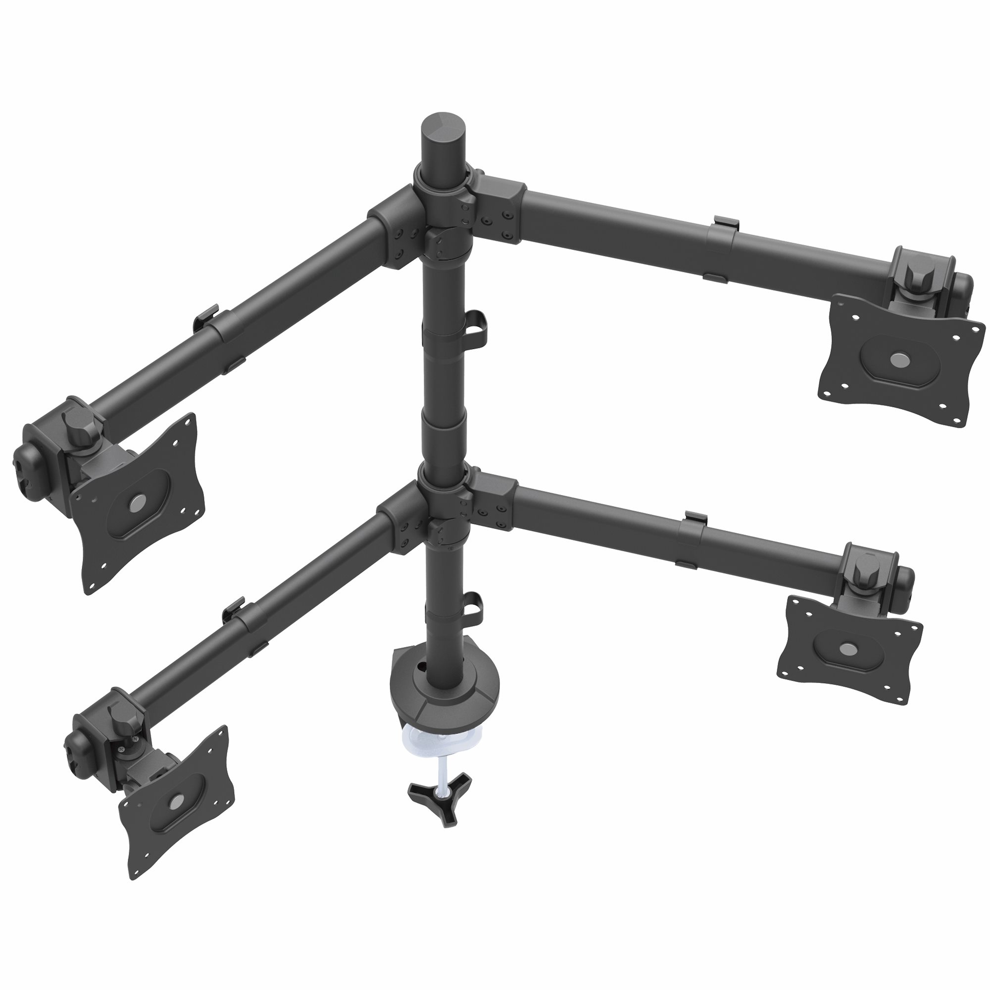 STARTECHCOM Quad Monitor Mount Articulating Clamp or Grommet Mount Monitors up to 24in VESA Mount 4 Monitor Setup