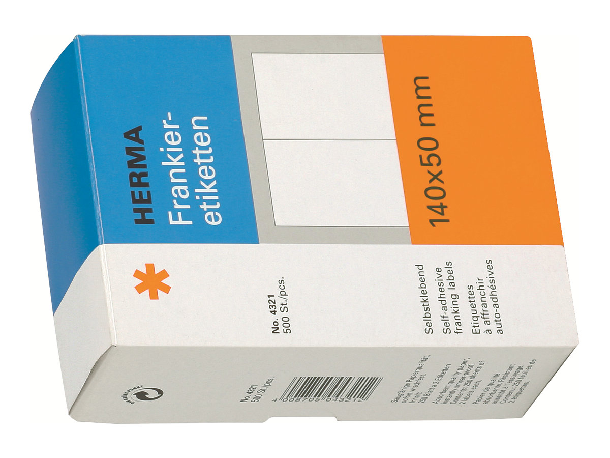 HERMA Frankieretiketten 4321 weiß 140,0 x 50,0 mm, 500 Etiketten 