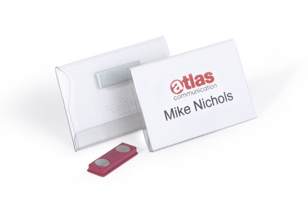25 DURABLE Namensschilder mit Magnet 9,0 x 5,4 cm