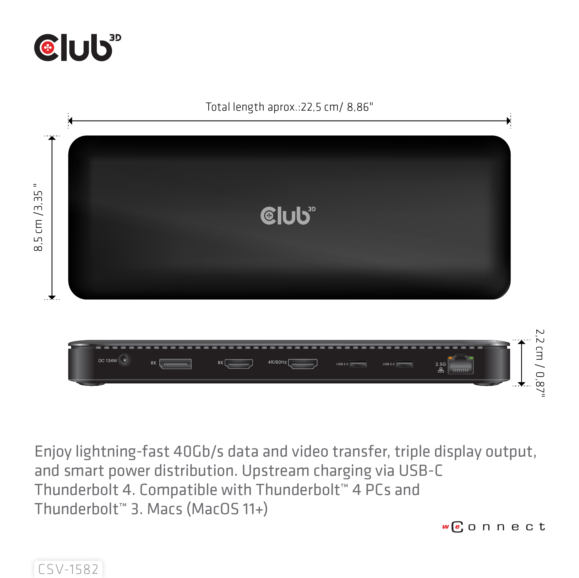Club3D Thunderbolt4 12in1 Dockingstation 3 Displays StBu