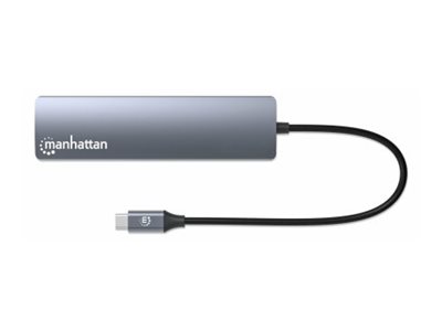 MANHATTAN USB-C PD 7-in-1 Dockingstation USB-C auf 1xHDMI 4K60Hz 2xUSB-A 10 Gbit/s 1xUSB-C PD 100 W 1xGb-RJ45 SD/MicroSD-Kartenleser